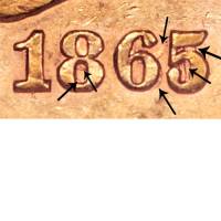 (1865s, 865\перевернутая 186) Монета США 1865 год 10 долларов   Золото Au 900  UNC