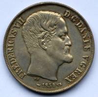 (№1854km760.1) Монета Дания 1854 год 1 Rigsdaler (♔ Против)