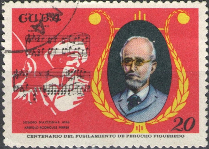 (1970-060) Марка Куба &quot;Национальный гимн 1898 г.&quot;    100 лет со дня смерти П. Фигередо II Θ