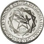 (№2003km259) Монета Италия 2003 год 10 Euro (Председательство в ЕС)