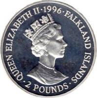 (№1996km48) Монета Фолклендские Острова 1996 год 2 Pounds (Альфред Великий - серебро)