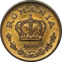 () Монета Румыния 1938 год 1  ""   Латунь  AU