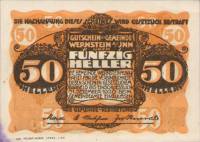 (№1920) Банкнота Австрия 1920 год "50 Heller"