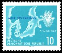 (1962-031) Марка Германия (ГДР) "Карта"    Неделя Балтики II Θ