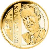 (16) Монета Бельгия 2018 год 100 евро "25 лет со дня смерти короля Бодуэна"  Золото Au 999  PROOF