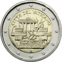 (12) Монета Ватикан 2014 год 2 евро "25 лет падения Берлинской стены"   Буклет