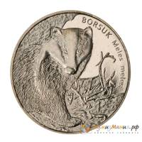 (207) Монета Польша 2011 год 2 злотых "Барсук"  Латунь  UNC