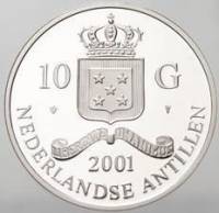 (№2001km69) Монета Ниделандские Антильские острова 2001 год 10 Gulden (Наполеон 20 Франков)