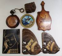 Доска разделоч Тетерев Фигурки Рыбки Панно Девушка СССР Шкатулка Дерево Магнит Уренгой 7 предметов