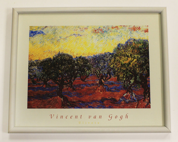 Репродукция Ван Гог &quot;Оливковые деревья&quot;, в раме под стеклом (состояние на фото)