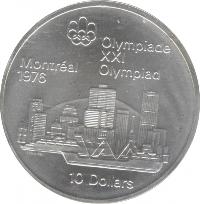 (1973) Монета Канада 1973 год 10 долларов &quot;XXI Летняя Олимпиада Монреаль 1976 Город&quot;  Серебро Ag 925