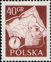 (1956-014b) Марка Польша "Без перфорации"   Туризм III O