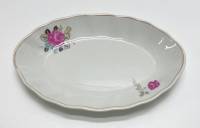 Блюдо овальное, рисунок цветы, ажурный край, Северная Корея