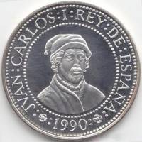(1990) Монета Испания 1990 год 500 песет "Открытие Америки. 500 лет"  Серебро Ag 925  PROOF