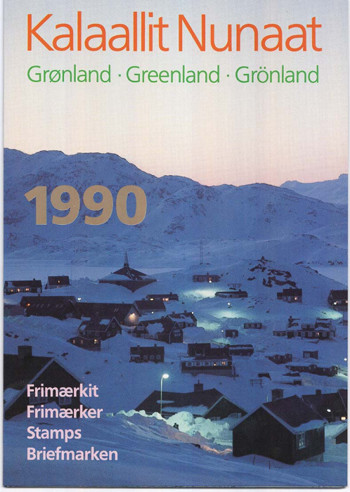 Официальный годовой набор марок Гренландии за 1990 год (12 марок), Негашёные, В оригинальном буклете