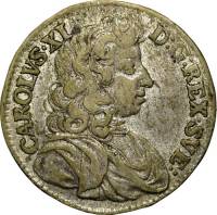 (1683) Монета Швеция 1683 год 1 марка "Карл XI"  Серебро Ag 694  VF
