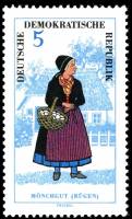 (1964-075) Марка Германия (ГДР) "Женский костюм, Рюген"    Национальные костюмы III O