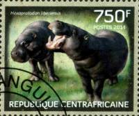 (№2014-4656) Марка Центрально-Африканская Республика 2014 год "Hexaprotodon liberiensis", Гашеная