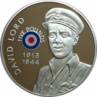 (2008) Монета Острова Св Елены и Вознесения 2008 год 5 фунтов "Дэвид Лорд" Серебро Ag 925  PROOF