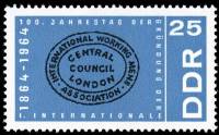 (1964-055) Марка Германия (ГДР) "Печать"  голубая  Международная организация труда III O