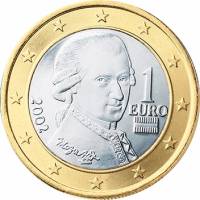 (2002) Монета Австрия 2002 год 1 евро  1. Старая карта ЕС Биметалл  UNC
