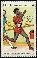 (1990-012) Марка Куба "Бег"    Летняя Олимпиада Барселона 1992 III O