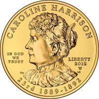 (024w) Монета США 2012 год 10 долларов "Кэролайн Гаррисон" 2012 год  PROOF