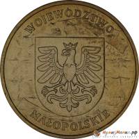 073 Монета Польша 2004 год 2 злотых Воеводство Малопольское  Латунь  UNC