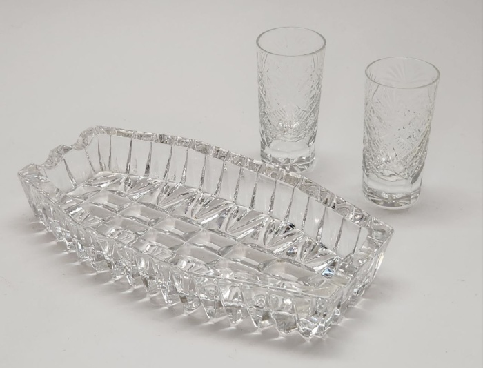 Пепельница и 2 стопки хрусталь СССР