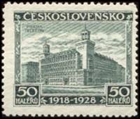 (1928-006) Марка Чехословакия "Прага"    10-летие республики III Θ