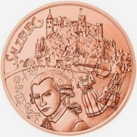 (025, Cu) Монета Австрия 2014 год 10 евро &quot;Зальцбург&quot;  Медь  UNC