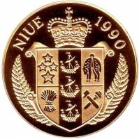 () Монета Остров Ниуэ 1990 год 250  ""   Биметалл (Платина - Золото)  AU