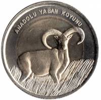 (2015) Монета Турция 2015 год 1 лира "Баран"  Биметалл  UNC