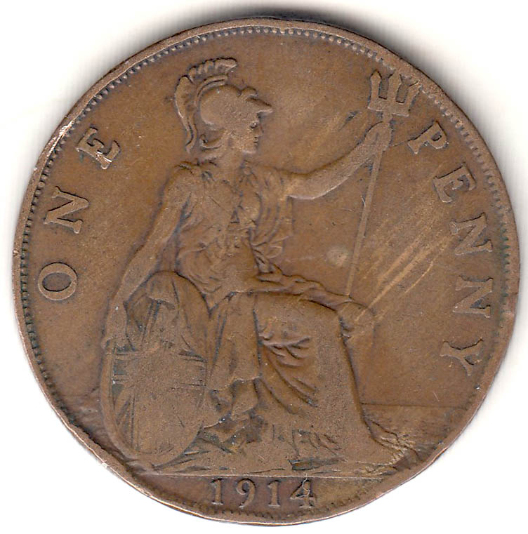 (1914) Монета Великобритания 1914 год 1 пенни &quot;Георг V&quot;  Бронза  VF