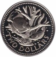 () Монета Барбадос 1976 год 2 доллара ""  Медь-Никель  UNC