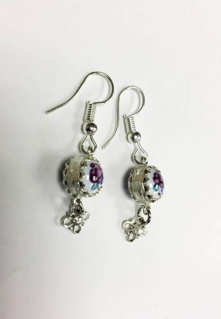 Серьги "Финифть", серебрение (сост. на фото)