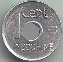 (№1943km26) Монета Французский Индокитай 1943 год 1 Cent