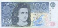 (,) Банкнота Эстония 1992 год 100 крон "Лидия Койдула"   UNC