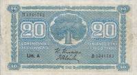(1945 Litt A) Банкнота Финляндия 1945 год 20 марок    UNC