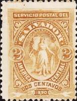 (№1890-28) Марка Сальвадор 1890 год "Победа в овальном", Гашеная