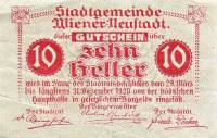 (№1920) Банкнота Австрия 1920 год "10 Heller"
