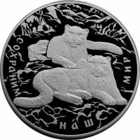 (017 спмд) Монета Россия 2000 год 100 рублей "Снежный барс"  Серебро Ag 900  PROOF