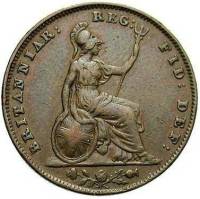 (1857) Монета Великобритания 1857 год 1 фартинг "Королева Виктория"  Бронза  XF