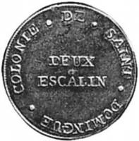 (№1802km23) Монета Гаити 1802 год 2 Escalin