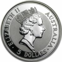(,) Монета Австралия 1990 год 5 долларов   Биметалл (Серебро - Ниобиум)  UNC