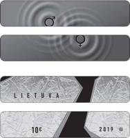 2019 Монета Литва 10 евро Гендерное равенство Из 2-х частей Серебро Ag 925  PROOF Коробка Сертификат