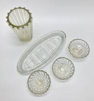 Селёдочница + ваза + 3 креманки, стекло, СССР