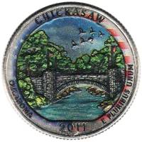 010p Монета США 2011 год 25 центов Чикасо  Вариант №2 Медь-Никель  COLOR. Цветная