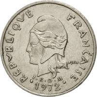 (№1972km9) Монета Французкая Полинезия 1972 год 20 Francs (Imiddot)