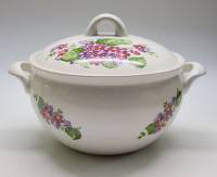 Супница ЗИК Конаково белая круглая рисунок - букет цветов